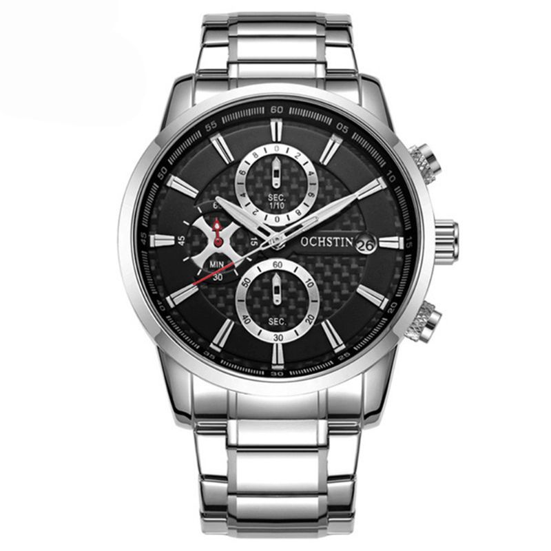 Ochstin Gq085 Vanntett Full Steel Herre Armbåndsur Business Style Dato Display Kvartsklokke