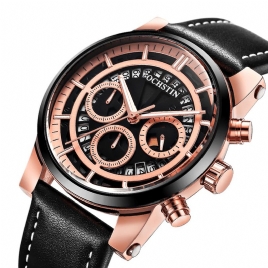 Ochstin Gq6110A Lysende Skjerm For Menn Armbåndsur Chronograph Lærreim Kvarts Klokker