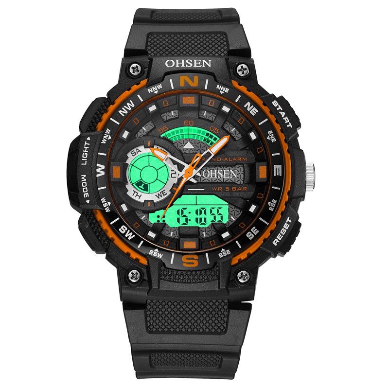 Ohsen Ad1705 Digital Klokke Dual Display Multifunksjon Led Sport Svømming Herreklokke