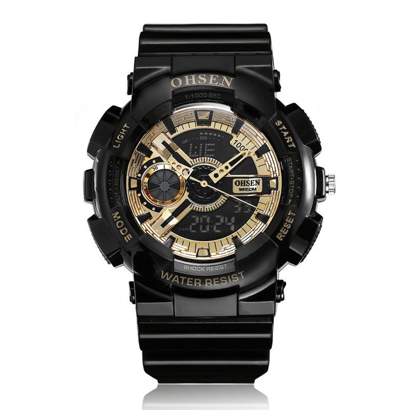 Ohsen Ad1803 Dual Display Digital Watch Herre Sport Lysende Stoppeklokke Alarm Vanntett Klokke