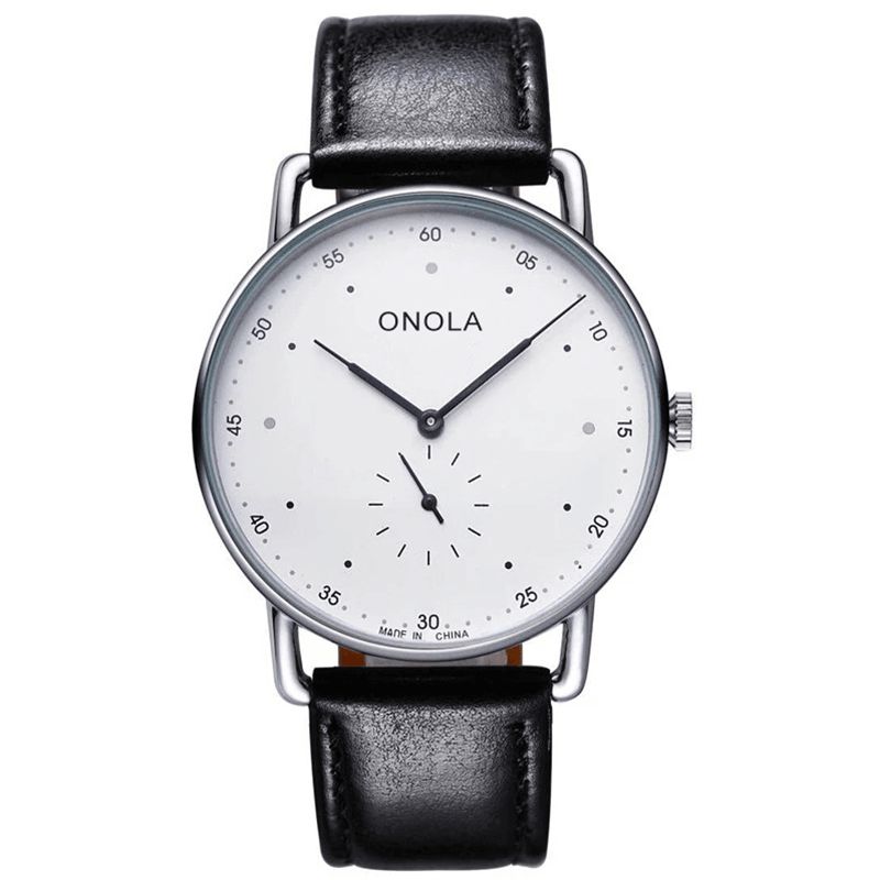 Onola On3806 Creative Point Simple Dial Herre Mote Nylon Lærreim Kvartsklokke