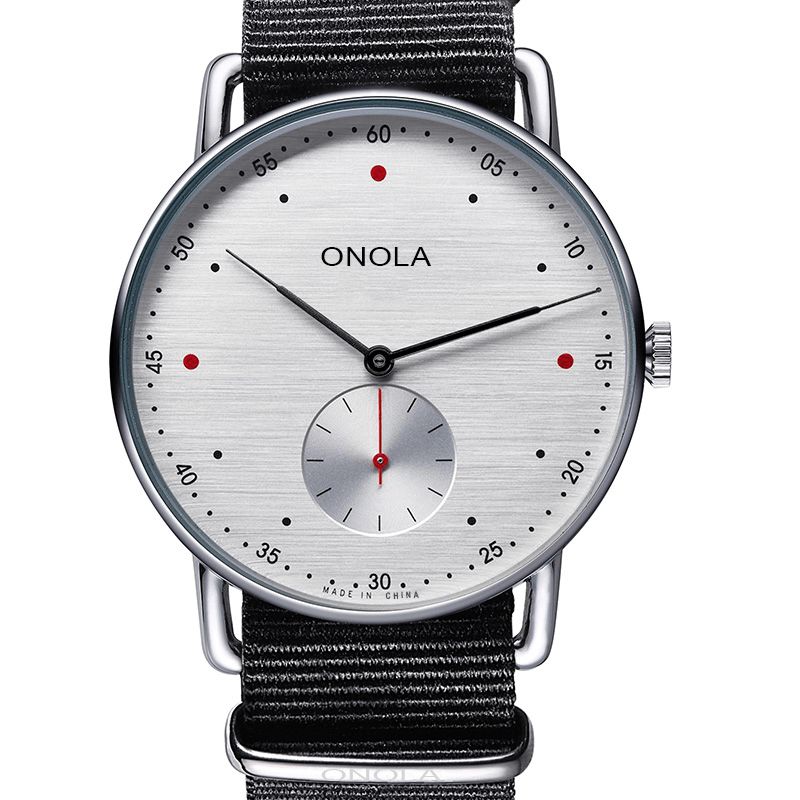 Onola On3806 Creative Point Simple Dial Herre Mote Nylon Lærreim Kvartsklokke