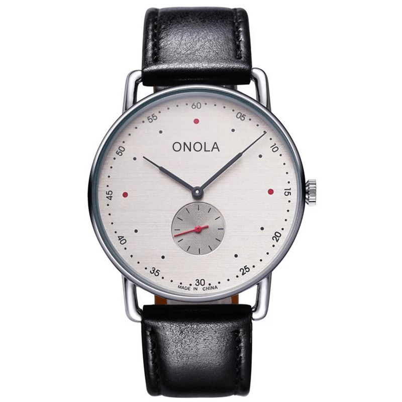 Onola On3806 Creative Point Simple Dial Herre Mote Nylon Lærreim Kvartsklokke