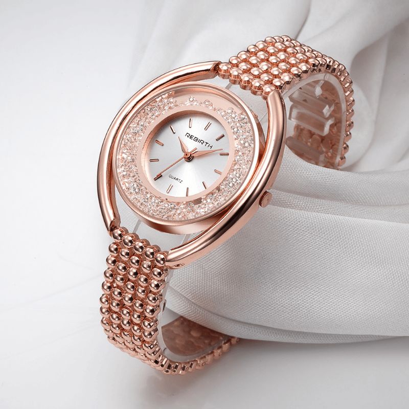 Rebirth Re079 Mote Kvinner Kvarts Klokke Dame Luksus Diamond Steel Strap Armbånd Watch