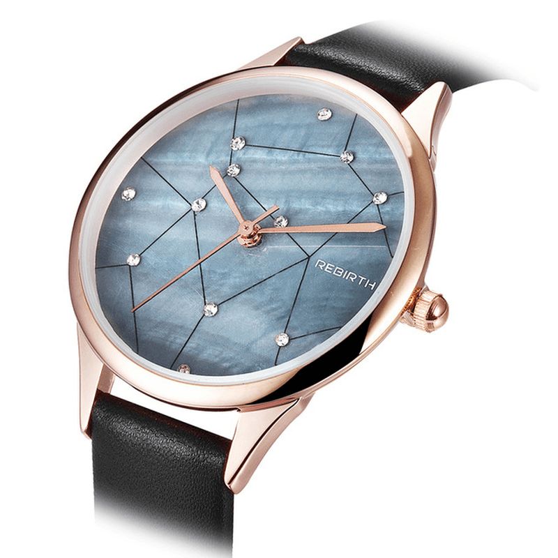 Rebirth Re086 Starry Sky Dame Armbåndsur Rose Gold Case Kvartsklokke