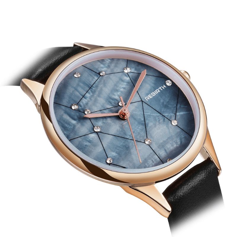 Rebirth Re086 Starry Sky Dame Armbåndsur Rose Gold Case Kvartsklokke