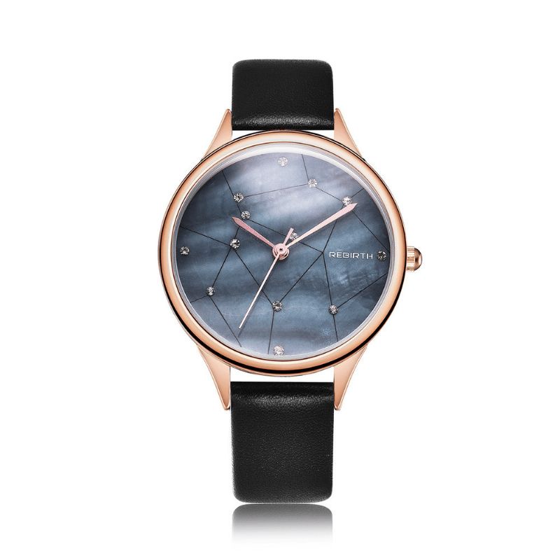 Rebirth Re086 Starry Sky Dame Armbåndsur Rose Gold Case Kvartsklokke