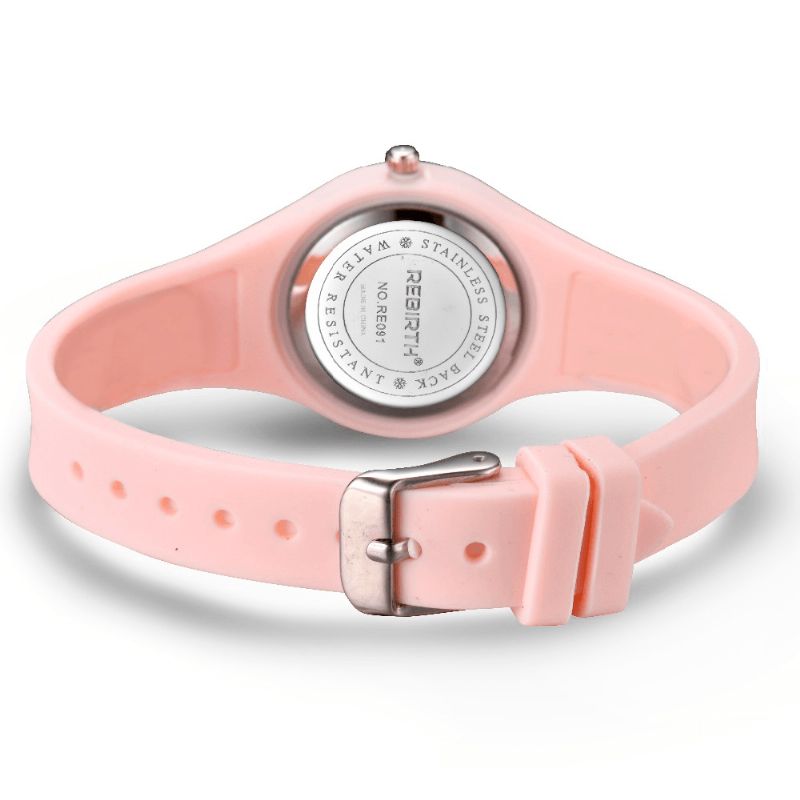 Rebirth Re091 Casual Style Dame Armbåndsur Silikon Soft Band Quartz Klokker