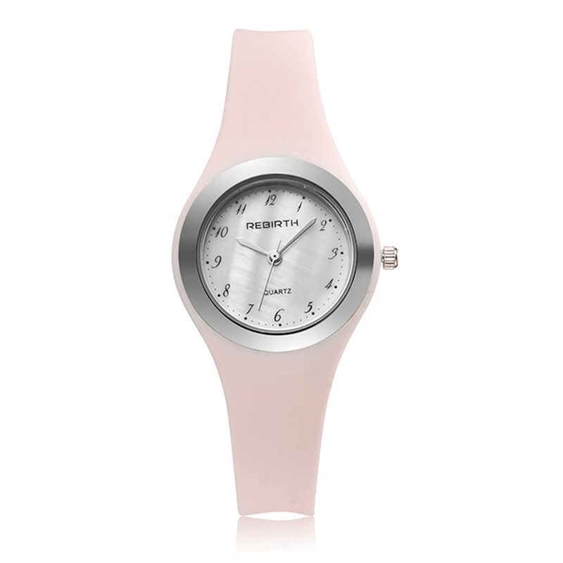 Rebirth Re091 Casual Style Dame Armbåndsur Silikon Soft Band Quartz Klokker