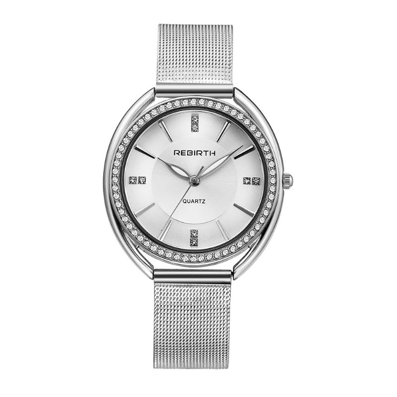 Rebirth Re115 Diamond Dial Case Dame Armbåndsur Full Steel Elegant Design Kvartsklokke