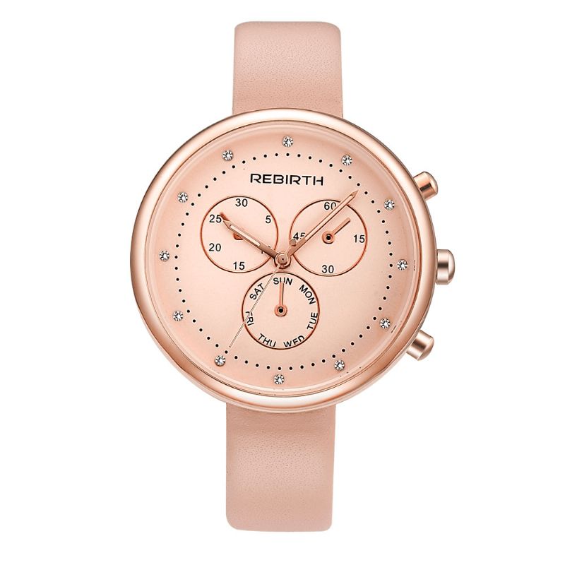 Rebirth Re203 Casual Style Dame Armbåndsur Dekorative Little Dials Kvartsklokke