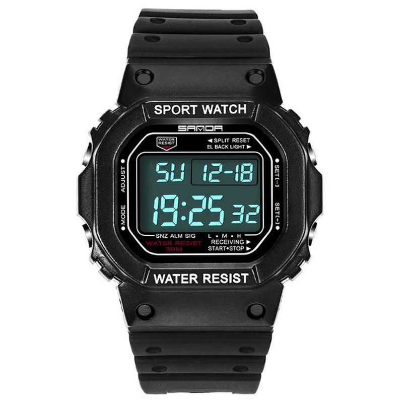 Sanda 329 Fashion Led Display Herreklokke Vanntett Sport Digital Watch