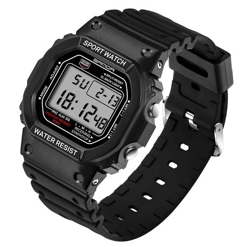 Sanda 329 Fashion Led Display Herreklokke Vanntett Sport Digital Watch