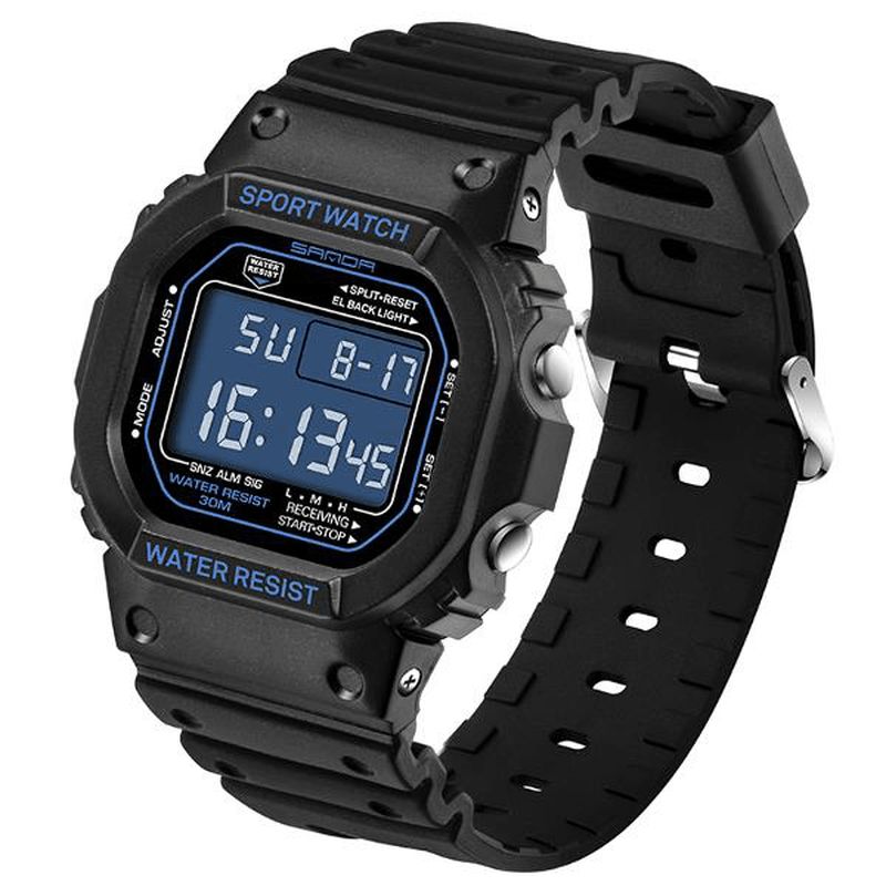 Sanda 329 Fashion Led Display Herreklokke Vanntett Sport Digital Watch