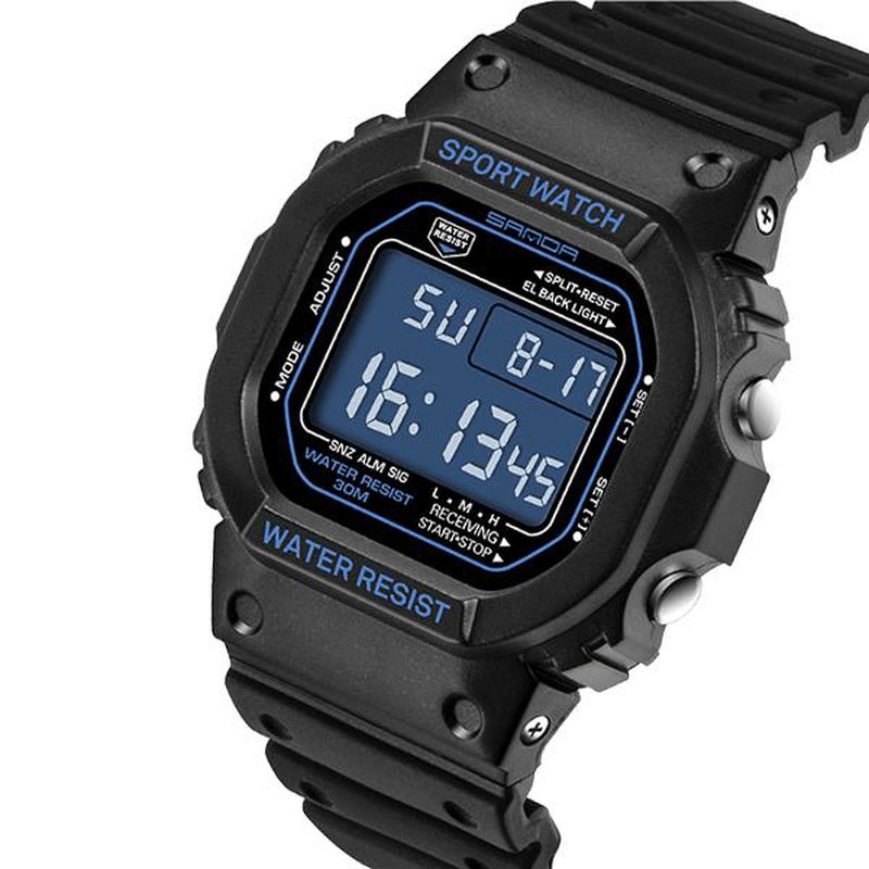 Sanda 329 Fashion Led Display Herreklokke Vanntett Sport Digital Watch