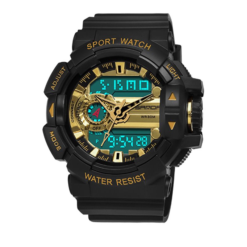 Sanda 599 Luminous Display Candar Stoppeklokke Herre Mote Sport Watch Dual Display Digital Watch