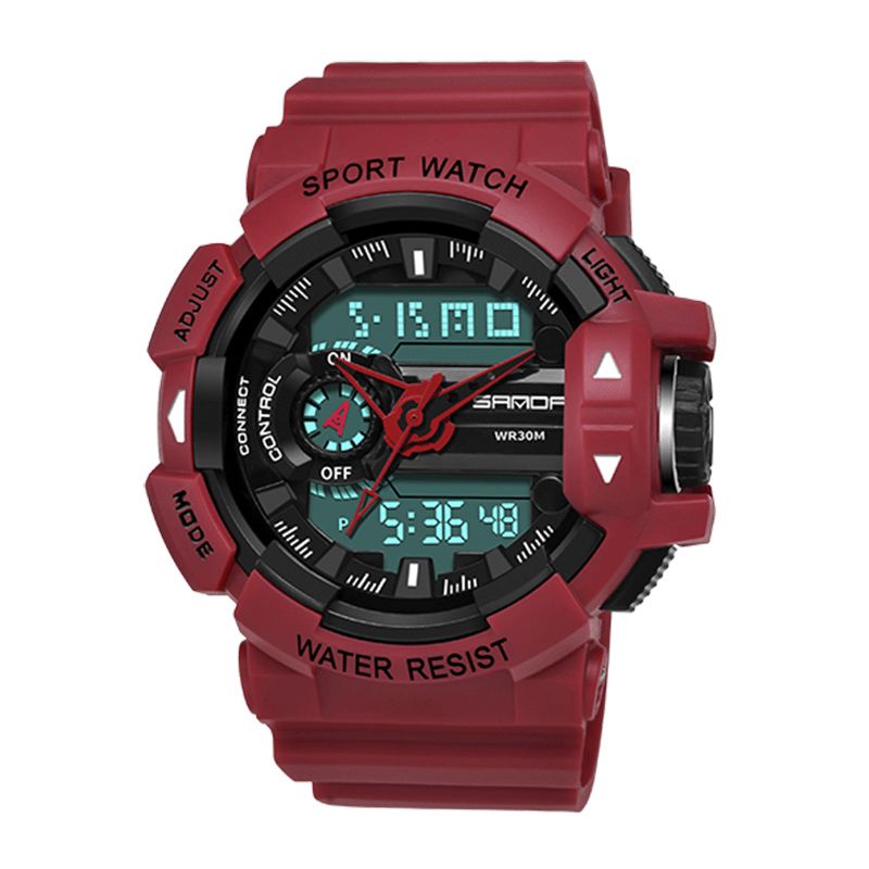 Sanda 599 Luminous Display Candar Stoppeklokke Herre Mote Sport Watch Dual Display Digital Watch