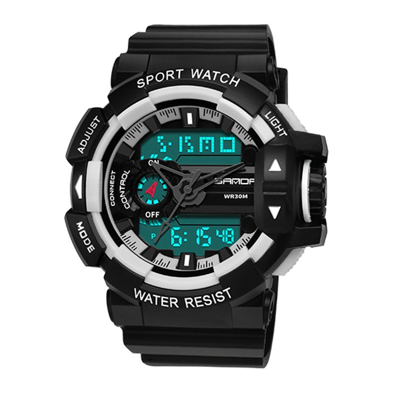 Sanda 599 Luminous Display Candar Stoppeklokke Herre Mote Sport Watch Dual Display Digital Watch