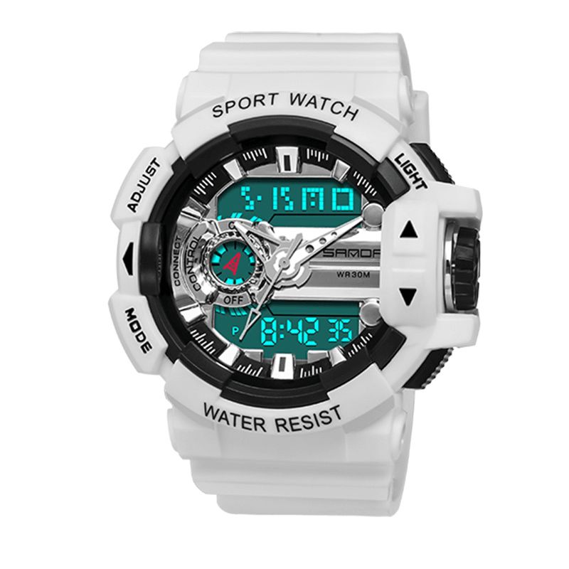 Sanda 599 Luminous Display Candar Stoppeklokke Herre Mote Sport Watch Dual Display Digital Watch