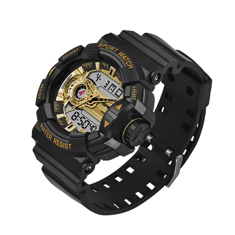 Sanda 599 Luminous Display Candar Stoppeklokke Herre Mote Sport Watch Dual Display Digital Watch