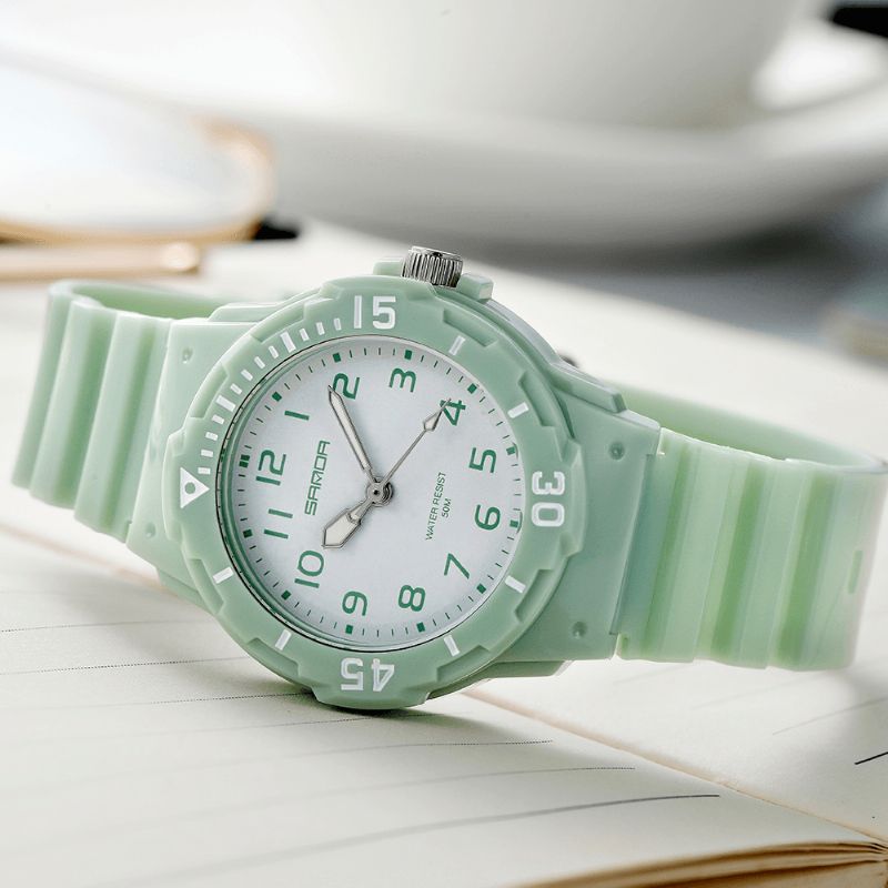 Sanda 6011 Fresh Color Silikon Strap Ultra Lett Kvarts Kvarts Klokke