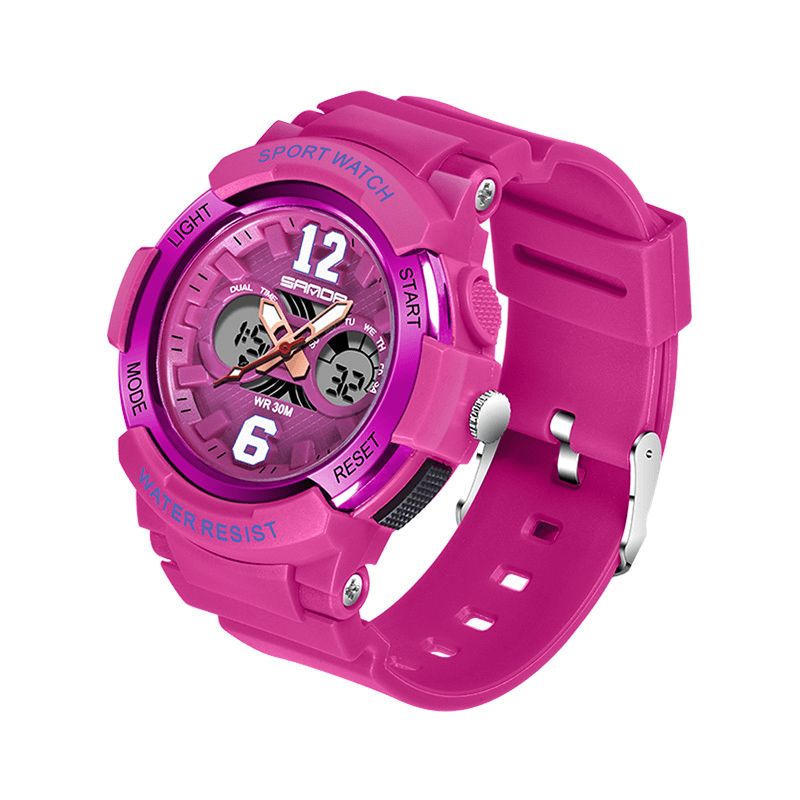 Sanda 757 Calendar Luminous Display Motedesign Barneklokke Dual Display Digital Watch For Kids