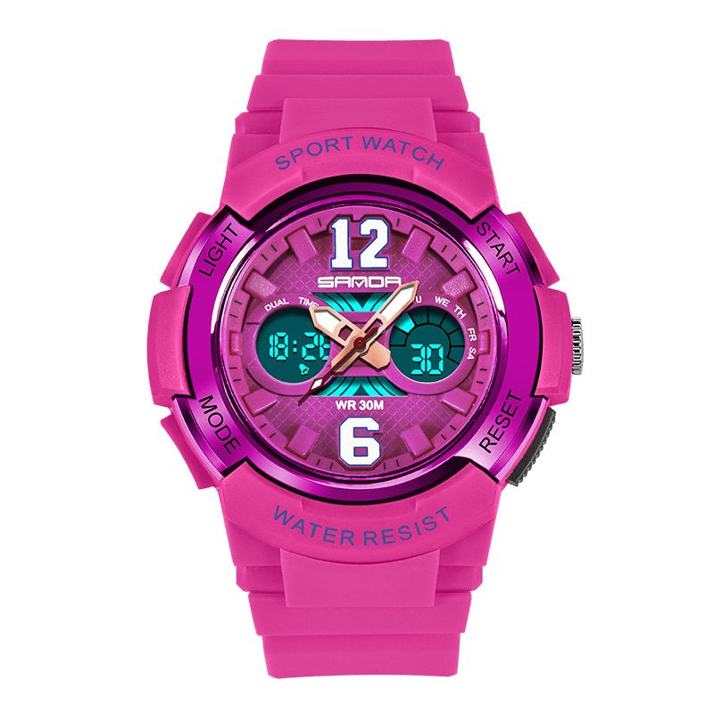 Sanda 757 Calendar Luminous Display Motedesign Barneklokke Dual Display Digital Watch For Kids