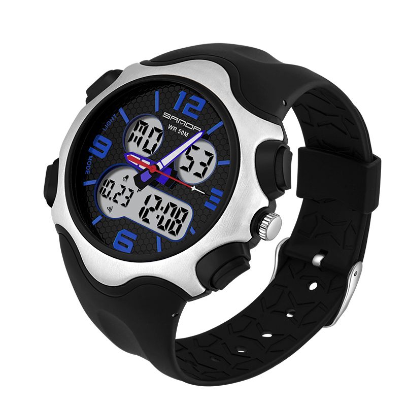 Sanda 799 Mote 12 24 Timers Stoppeklokke Timing Lysende Skjerm Vanntett Herre Dual Display Digital Watch