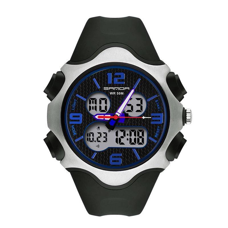 Sanda 799 Mote 12 24 Timers Stoppeklokke Timing Lysende Skjerm Vanntett Herre Dual Display Digital Watch