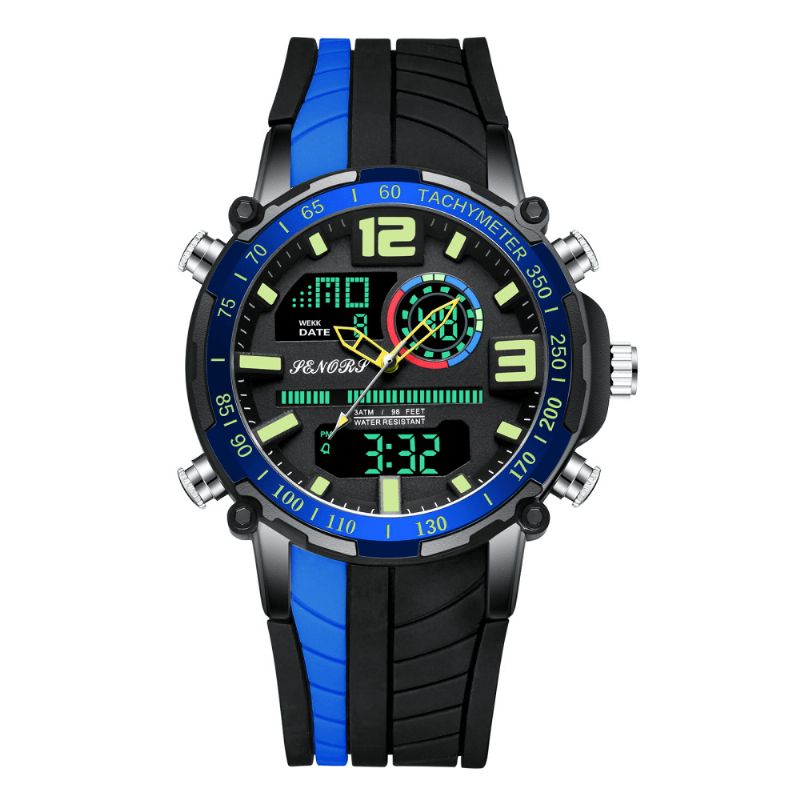 Senors Sn150 Dual Display Digital Watch Outdoor Sport Vekkerklokke Kalender Kronograf Noctilucent Waterproof Watch