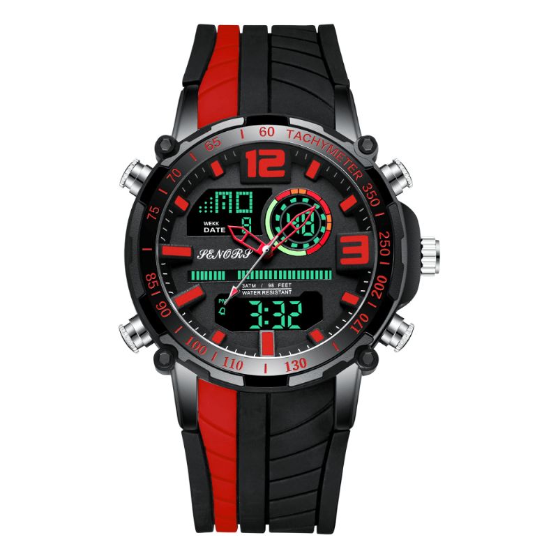 Senors Sn150 Dual Display Digital Watch Outdoor Sport Vekkerklokke Kalender Kronograf Noctilucent Waterproof Watch