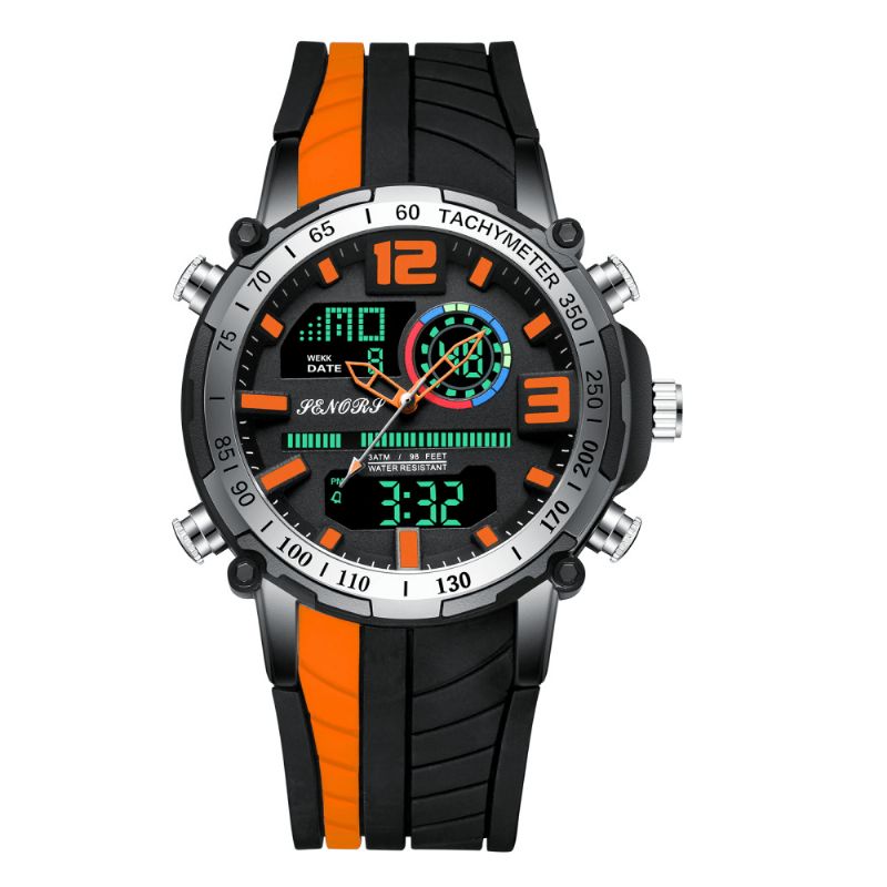 Senors Sn150 Dual Display Digital Watch Outdoor Sport Vekkerklokke Kalender Kronograf Noctilucent Waterproof Watch