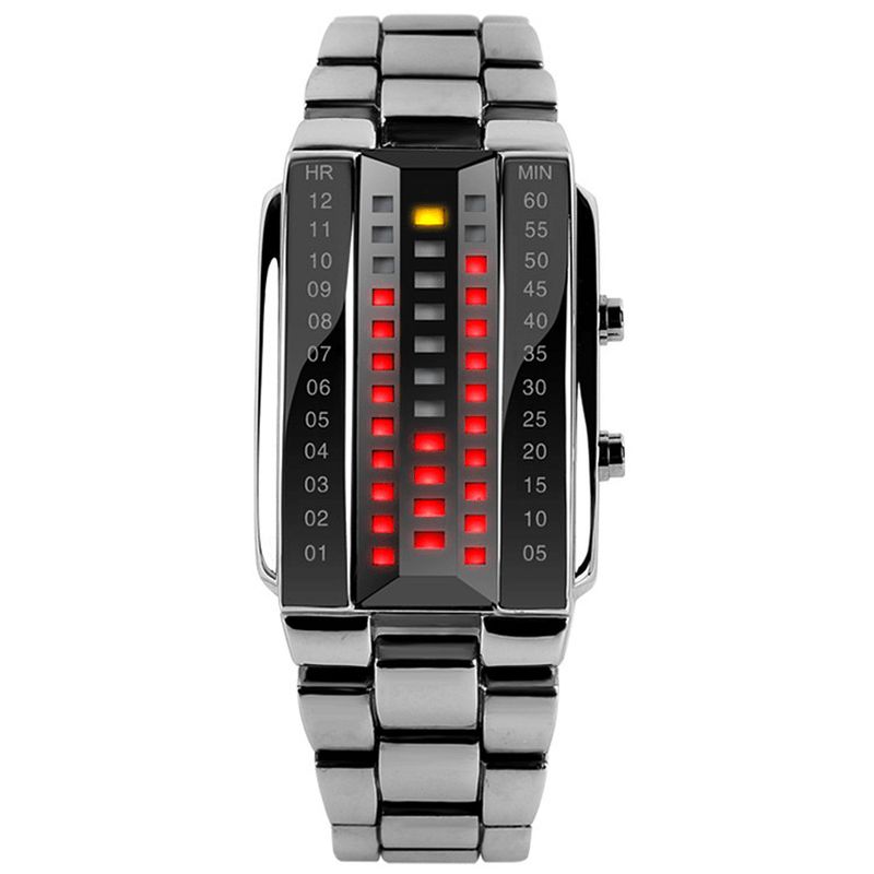 Skmei 1013 Fasjonable Creative Couple Led Display Watch Full Steel Band Digital Watch