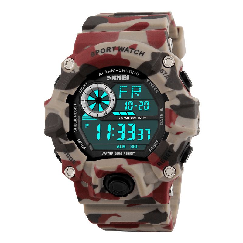 Skmei 1019 Digital Watch Fashion Multi-Funcional Sports Chronograph 50M Vanntett Armbåndsklokke For Menn