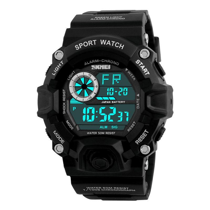 Skmei 1019 Digital Watch Fashion Multi-Funcional Sports Chronograph 50M Vanntett Armbåndsklokke For Menn