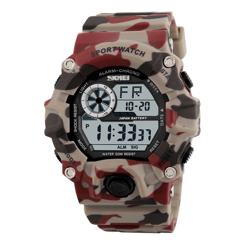 Skmei 1019 Digital Watch Fashion Multi-Funcional Sports Chronograph 50M Vanntett Armbåndsklokke For Menn