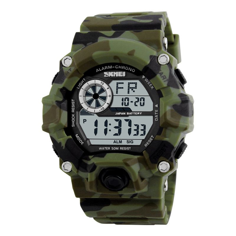 Skmei 1019 Digital Watch Fashion Multi-Funcional Sports Chronograph 50M Vanntett Armbåndsklokke For Menn