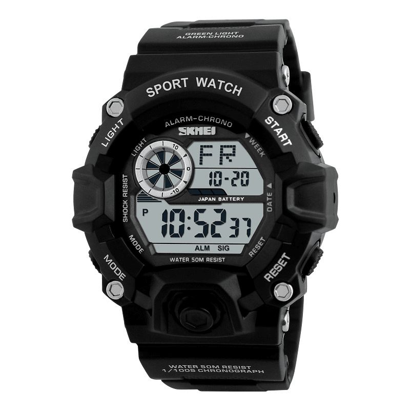 Skmei 1019 Digital Watch Fashion Multi-Funcional Sports Chronograph 50M Vanntett Armbåndsklokke For Menn