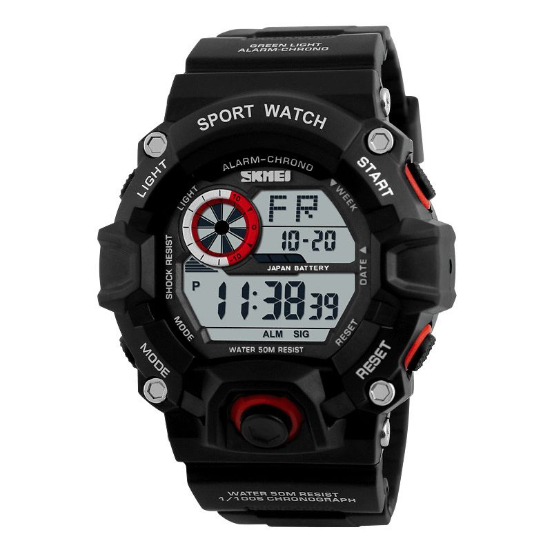 Skmei 1019 Digital Watch Fashion Multi-Funcional Sports Chronograph 50M Vanntett Armbåndsklokke For Menn