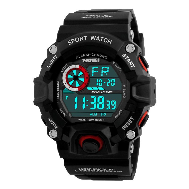 Skmei 1019 Digital Watch Fashion Multi-Funcional Sports Chronograph 50M Vanntett Armbåndsklokke For Menn