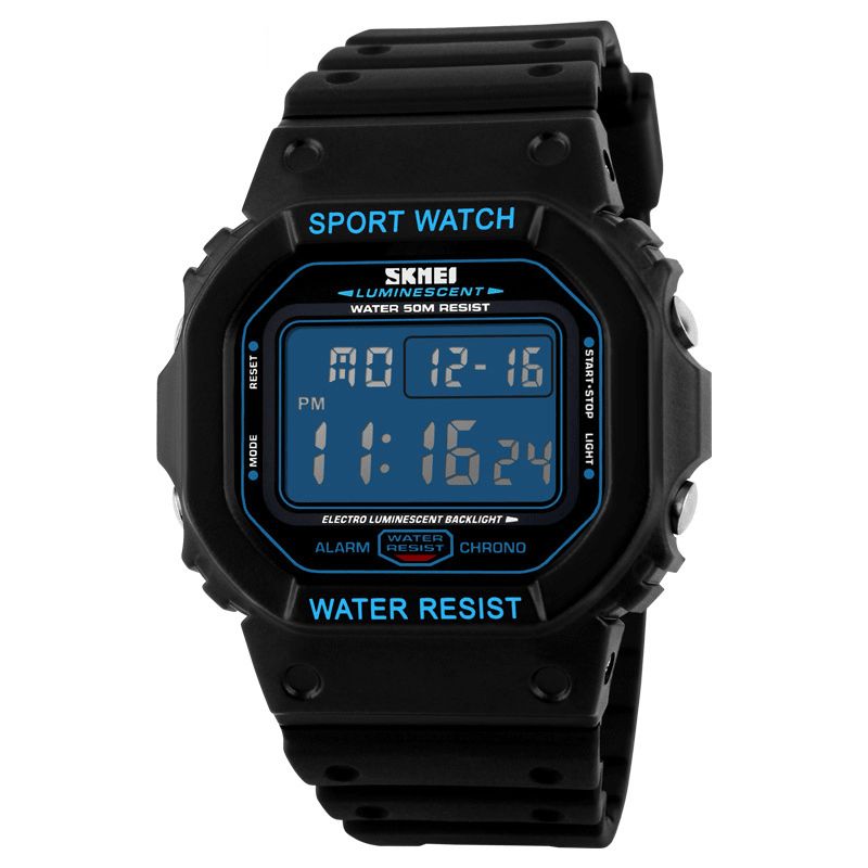 Skmei 1134 Sport Menn Klokke Dato Uke Display 5Atm Vanntett Kronograf Led-Lys Mote Digital Klokke