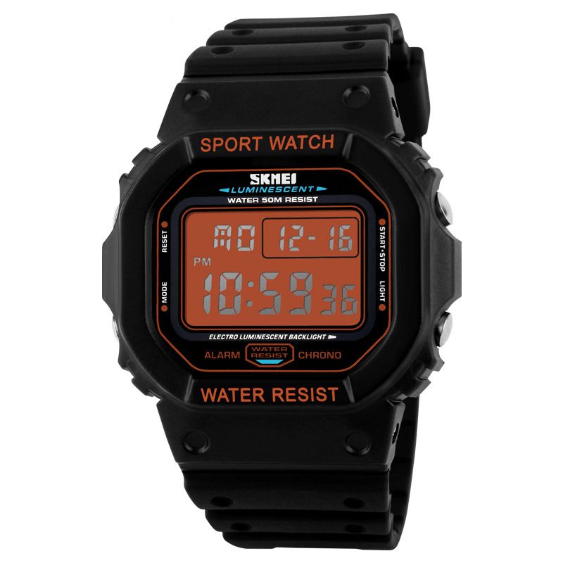 Skmei 1134 Sport Menn Klokke Dato Uke Display 5Atm Vanntett Kronograf Led-Lys Mote Digital Klokke