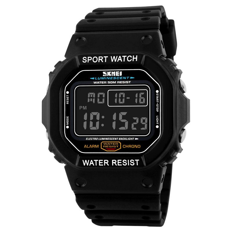 Skmei 1134 Sport Menn Klokke Dato Uke Display 5Atm Vanntett Kronograf Led-Lys Mote Digital Klokke