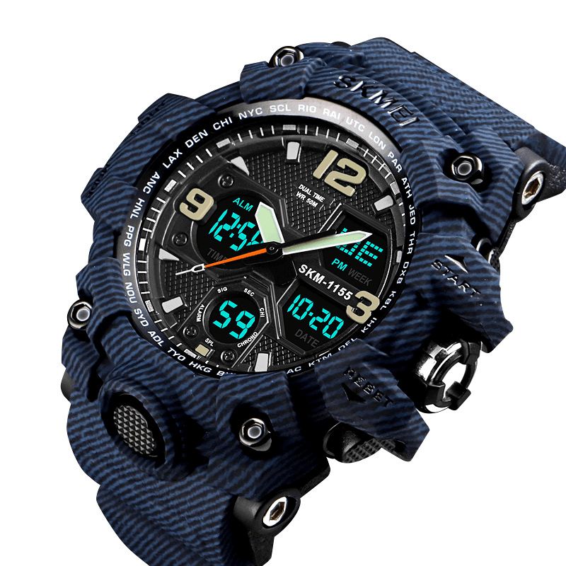 Skmei 1155B Militær Kamuflasje Vanntett Multi-Function Outdoor Dual Digital Watch