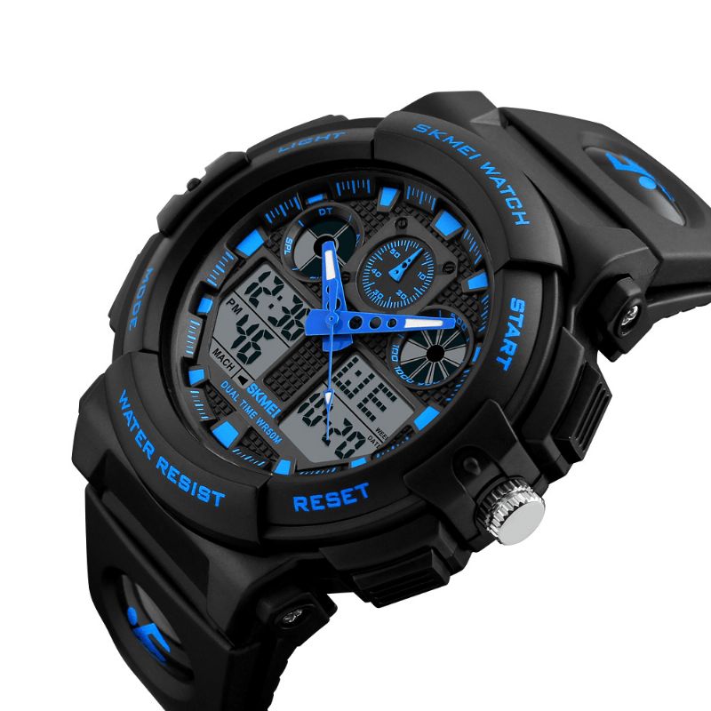 Skmei 1207 Herre Sport Chorongraph 50M Vanntett Lysende Dual Display Digital Watch