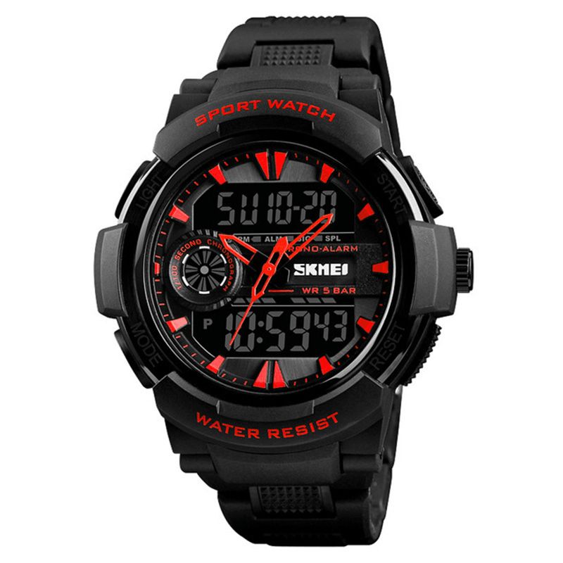 Skmei 1320 Dual Display Digital Watch Herre Chronograph Alarm Watch Mote Vanntett Sportsklokke