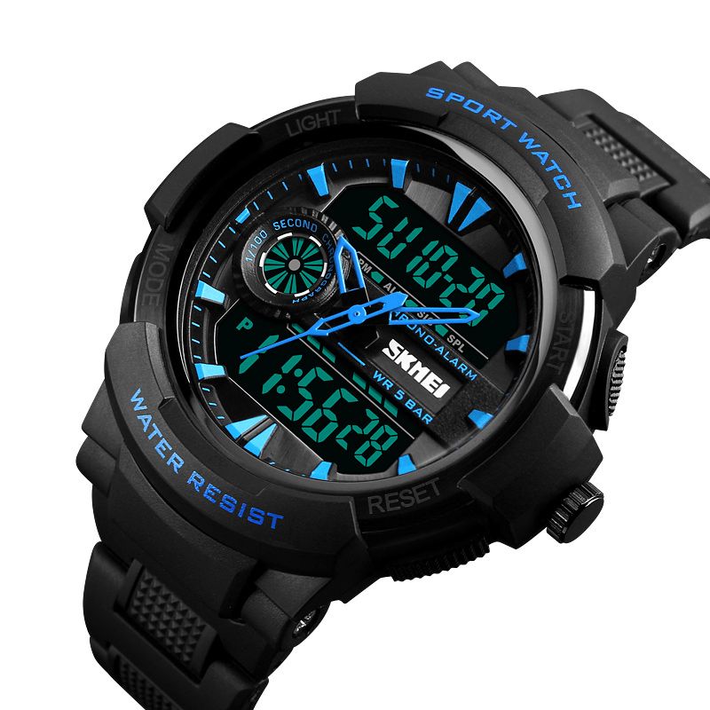 Skmei 1320 Dual Display Digital Watch Herre Chronograph Alarm Watch Mote Vanntett Sportsklokke