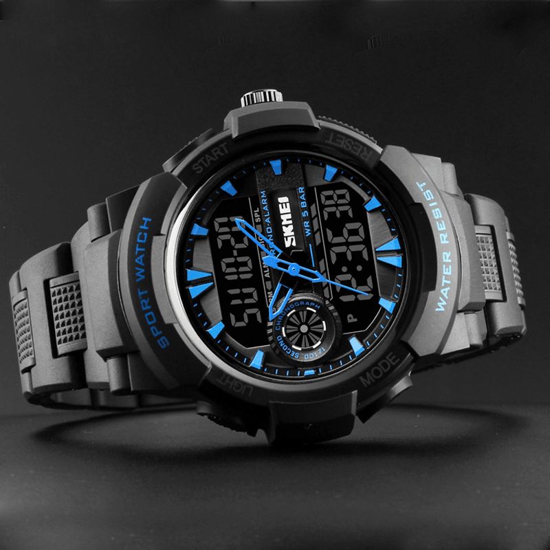 Skmei 1320 Dual Display Digital Watch Herre Chronograph Alarm Watch Mote Vanntett Sportsklokke