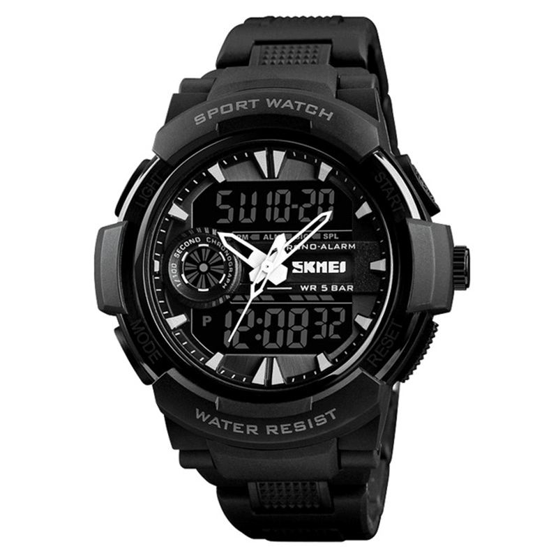 Skmei 1320 Dual Display Digital Watch Herre Chronograph Alarm Watch Mote Vanntett Sportsklokke