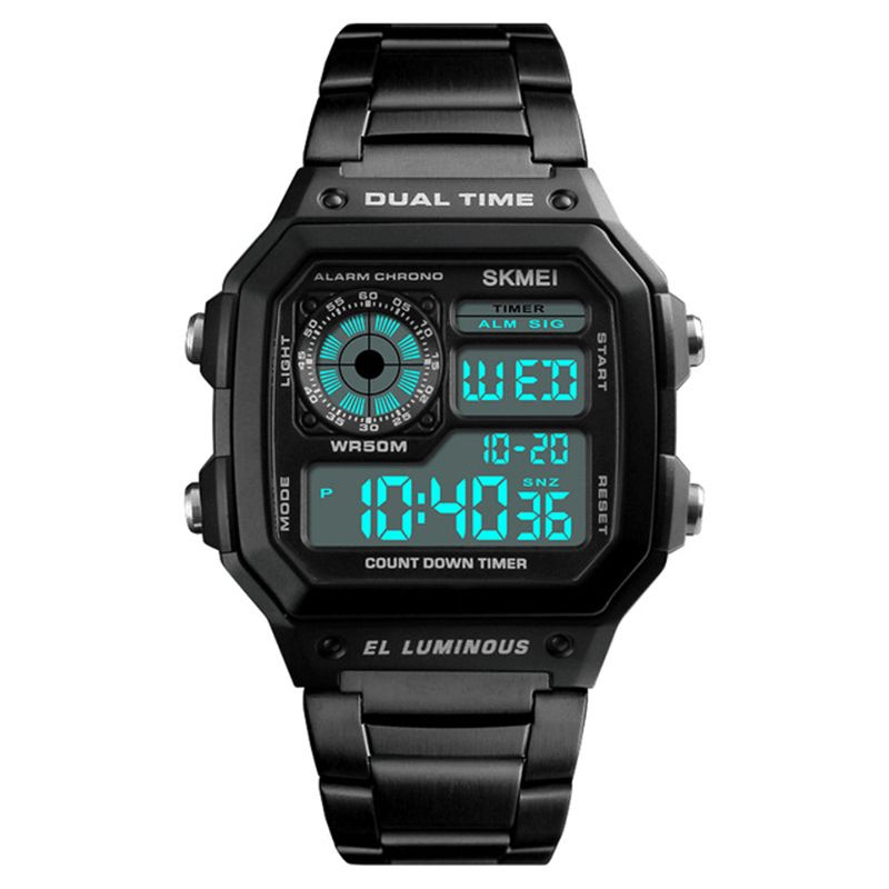 Skmei 1335 Digital Watch Herre Chronograph Alarm Watch Fashion Style Sports Watch I Rustfritt Stål